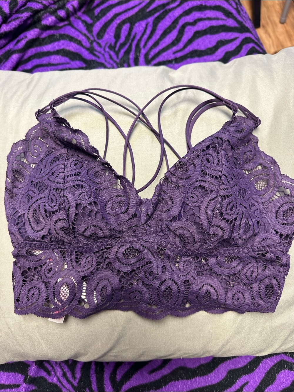 Victoria's Secret Deep Purple Lace Bralette with Decorative Straps